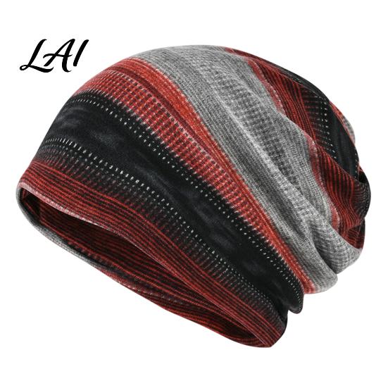 Vielseitiger Lässiger Haargummi Damen Geometrischer Druck Slouchy Hut Lässig Weich Dehnbar Totenkopfhut für Damen Mütze Warm Krebs Chemo Kopfbedeckung Outdoor
