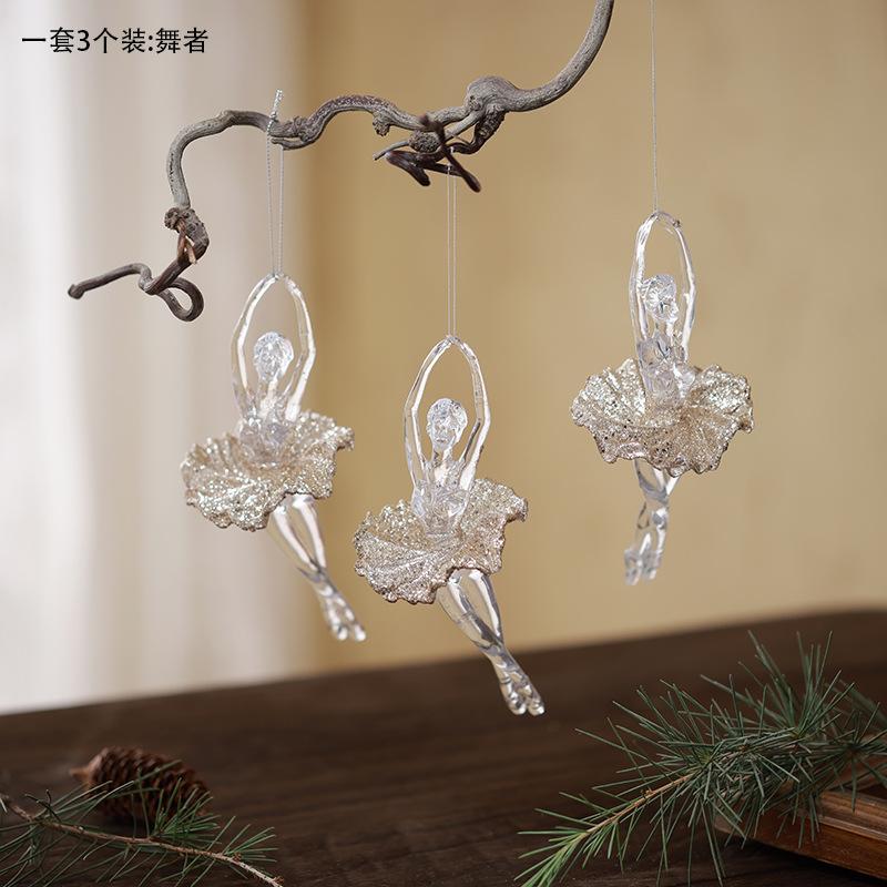 Modern Acrylic Christmas Tree Ornaments Bells Pumpkin Carriage Carousel Ballerina Minimalist Luxury Decor