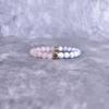 Natural Rose Quartz & Blue Lace Agate Beaded Bracelets, Trinity Knot Protection Charm Bracelet, Handmade Stretchable Bracelet, Unique Gifts
