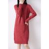 Women's Mid-Length Thickened Pure Wool Knitted Dress with Half-High Collar and Long Sleeves