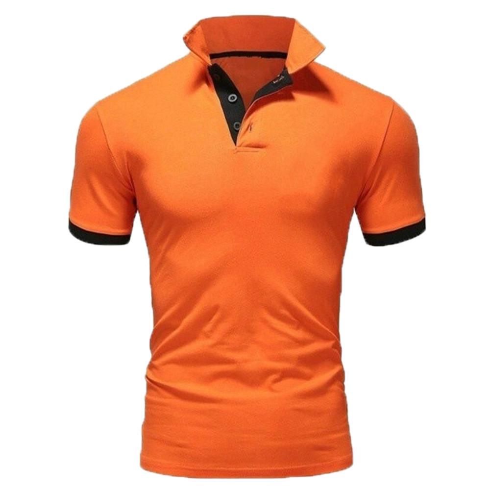 

Трендовая мужская рубашка поло 2024: Короткий рукав, однотонный цвет, модный пэчворк, настраиваемый логотип для лета. Large оранжевый