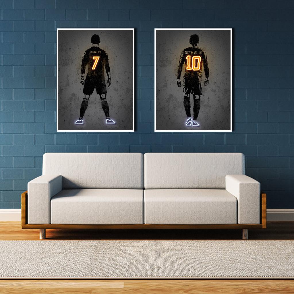 Abstract Football Star Painting Print Canvas Wall Art Poster Soccer Neon Picture for Gym Boy Gift Living Room Home Decor Cuadros