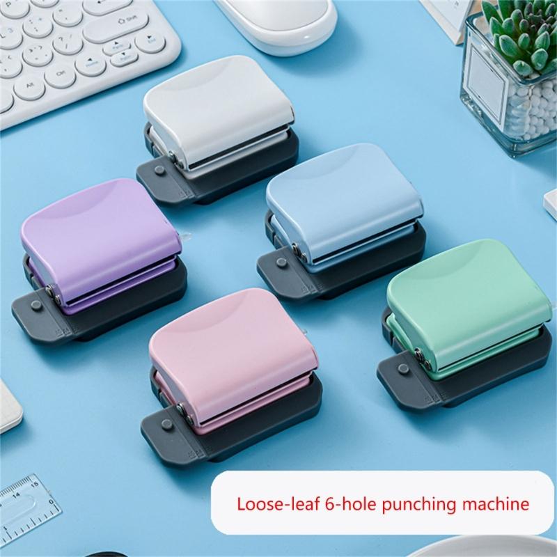 6 Hole Puncher Slip Resistant Handle 6 Hole Punch Effortless Punching 10 Sheets Capacity for Binders Loose Leaf Notebook