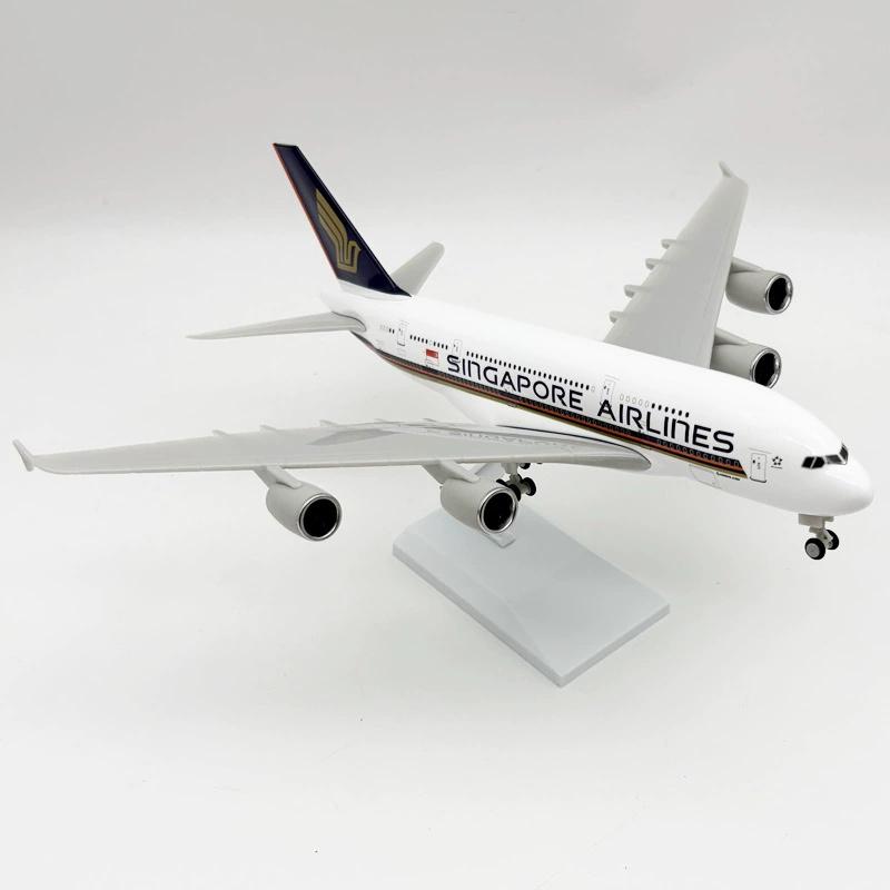 Spielzeugflugzeuge 30CM A380 Singapur Flugzeugmodelle 1/240 Harz Maßstabsflugzeugmodell A380 Sammelflugzeug mit Rädern Dekoration