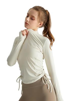 MORGEN SKY Women's Long Sleeve Pullover Shirt with High Neck, Half Zip, Thumbholes, and Side Drawstring, Perfect for Fitness, Training, and Spring/Aut