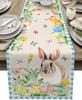 Easter Rabbit Eggs Linen Table Runner Dresser Scarves Table Decor Farmhouse Kitchen Dining Table Runner Easter Decorations