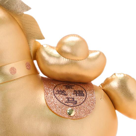 Yousheng Horse Doll Super Soft Short Plush Toy with Golden Coin Pattern Good Luck Symbol Year of Horse Doll Home Decor