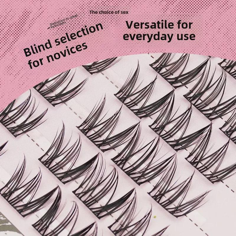 "Little Devil Comics Natural Beginner False Eyelashes - Little Daisy: Curled, Segmented, Thick Double Tip for a Cool, Pure Look"