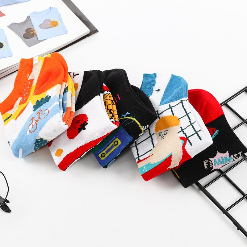 Male Spring Summer New Style Personality Street Hip Hop Sports Low Help Invisible Boat Socks