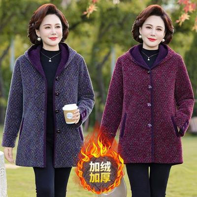 Middle-aged and Old Women's Clothing Winter Velvet Warm Hooded Imitation Mink Velvet Coat Temperament Mother Clothing Warm Thickened Coat
