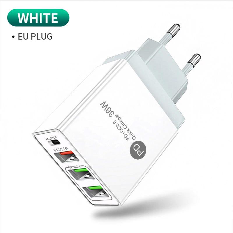 PD33W GaN QC3.0 Multi-Port Fast Charger, European Standard, 9V/12V Compatibility.
