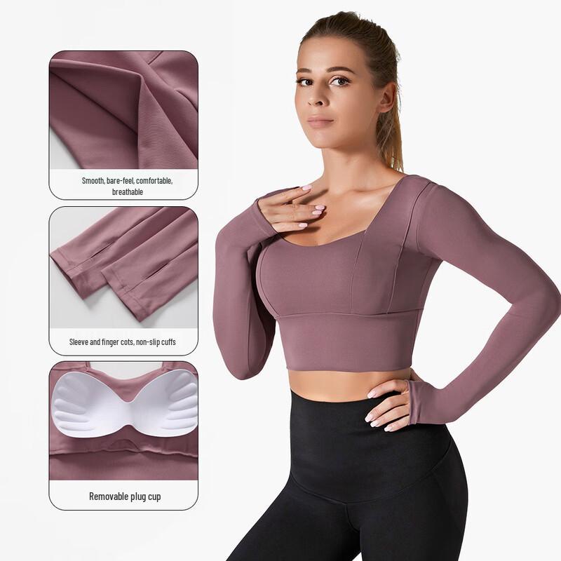 NordingShow Women's Long Sleeve Athletic Crop Top