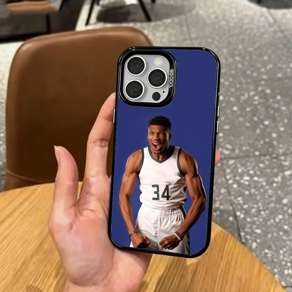 Giannis Antetokounmpo 34 Phone Case For iPhone17,16,15,14,13,12,11 Plus,Pro Max Colored Silver Plated Inside Cover