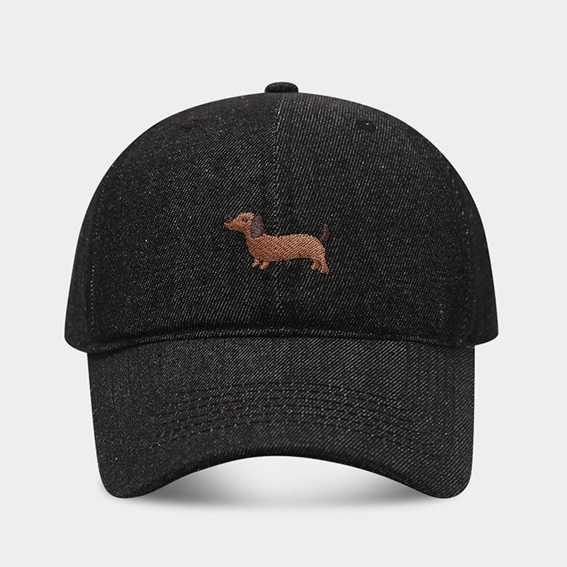 New Embroidered Dachshund Cowboy Baseball Cap Casual Women Adjustable Wide Brim Cotton Peaked Hat Outdoor Men Sun Snapback Caps
