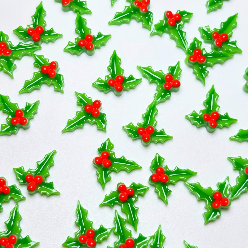 30/60pcs Christmas Leaf Nail Art Decorations Festive Glitter Accessories Manicure and Pedicure Holiday DIY Nail Design Supplies