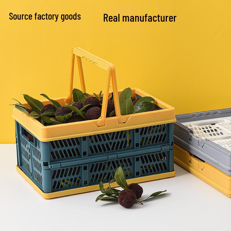 Grand Panier à Main Pliable en Plastique pour Shopping, Pique-niques & Collations