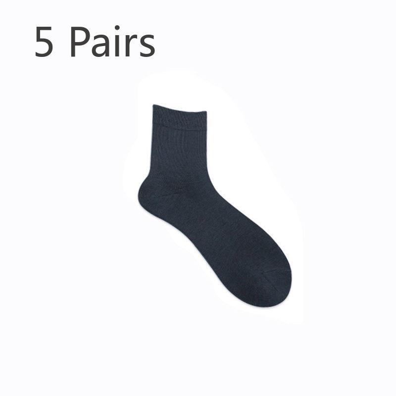 

5 пар мужских весенне-осенних однотонных все в одном дышащих антибактериальных дезодорирующих впитывающих носков средней длины 5 Pairs темно-серого