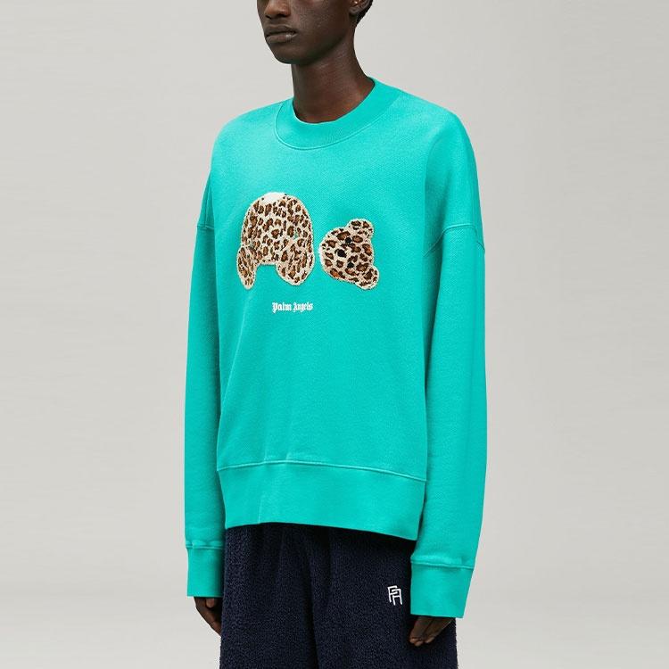Palm Angels SS22 Leopard Bear Crewneck 'Forest Green Brown' Men's PMBA026S22FLE0075760