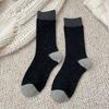 Idea Yarn Color-Blocked Wool Socks Mid-Leg Socks Are Thickened And Fleece To Keep Warm And Pile Up Stockings In Autumn