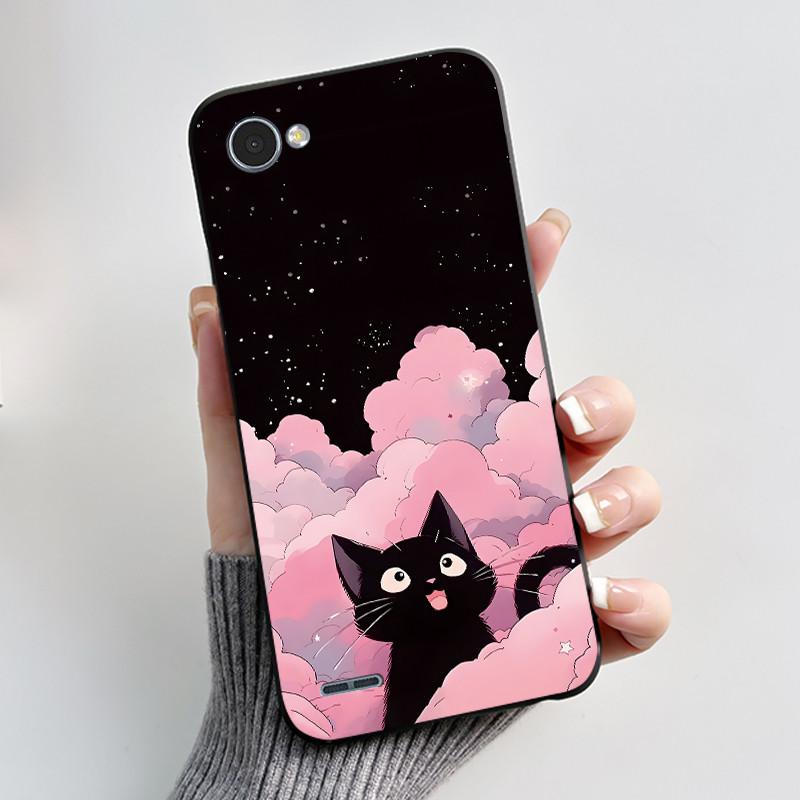 For LG Q6 Q6 Plus Q6a Case Luxury Cute Love Rabbit Funny Soft Silicone Black TPU Protective Cover LG q6 X600L X600K Phone Casing