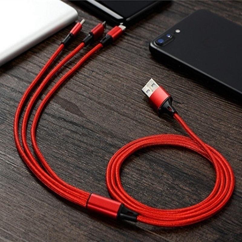 3-in-1 USB Data Sync Fast Charging Cable for Android IPhone