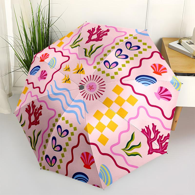 

1pc Floral Patterns Automatic Opening/Closing Umbrella with Operation & Windproof Canopy - Folding Design, Holiday Gift yy260225104