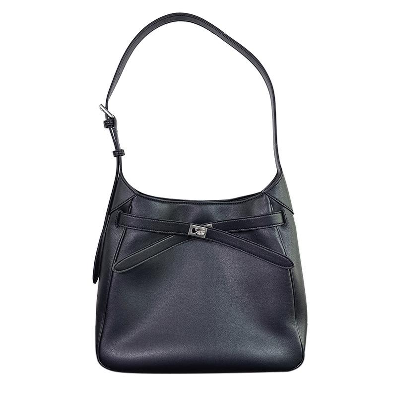 2024 New Lock Bucket Bag Premium Sense Underarm Bag Leather Tote Bag Large Capacity Commuter Shoulder Bag
