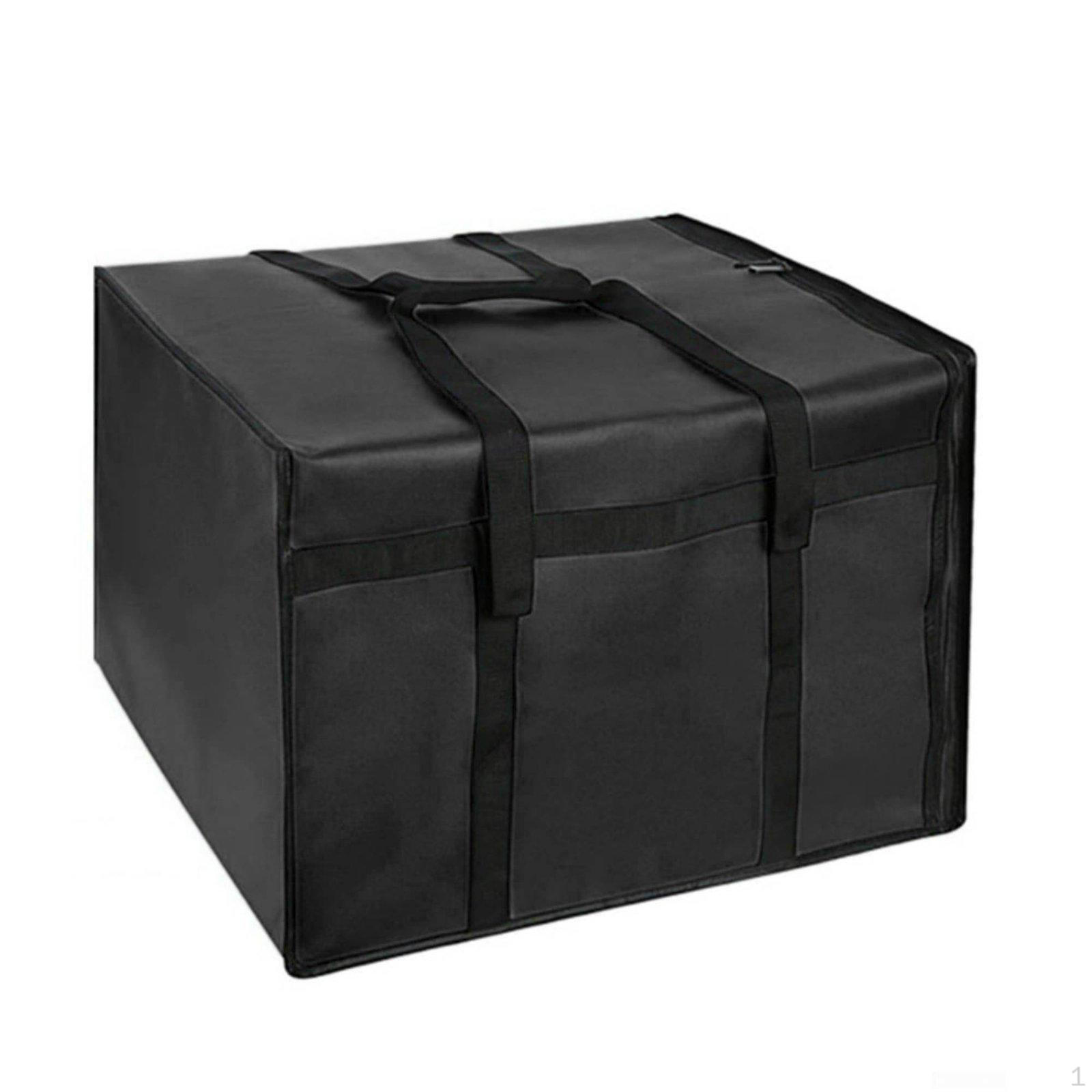 Meal Transport Bag Zipper Closure Insulated Food Delivery Pizza Conveyance Pouch for Black 40*40*15cm