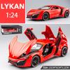 Supersportovní model Supersport Lykan v měřítku 1/24, stahovací auto ze zinkové slitiny se zvukem a světlem pro děti, chlapec, dívka dárek