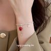 Cui Yan S925 Sterling Silver Korean "No Worries" Strawberry Bracelet – Sweet, Cool, and Niche Style Elastic Cord for Women.