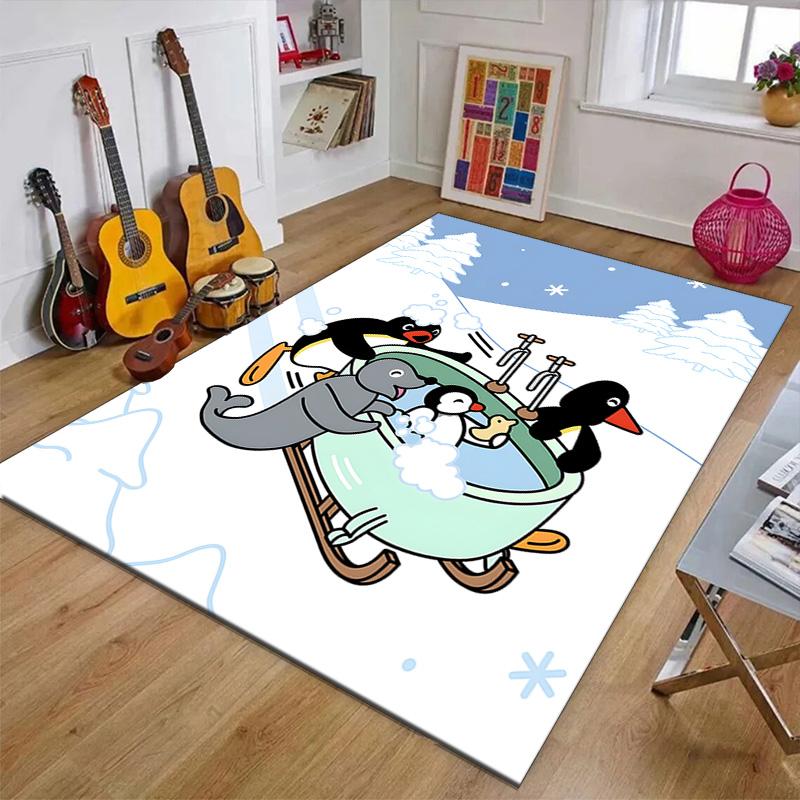 1pc Pingu Design Printed Area Rug Carpet for Bedroom Living Room Home Decor Rugs Mat Non Slip Mat Rug for Bedside
