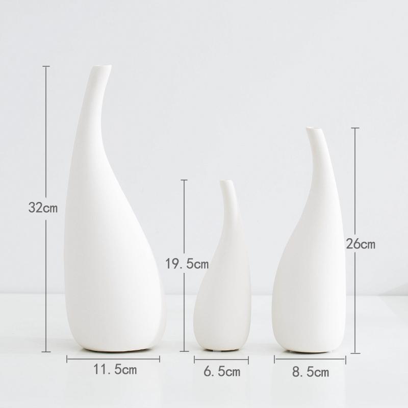 Modern Minimalist White Ceramic Vase - Decorative for Dried Flowers & Table Decor
