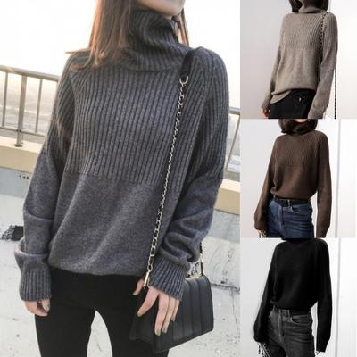 Lässiger Wind Rollkragen einfarbiger Strickpullover Damenoberteil 2024 Herbst und Winter neu Innenfutter Unterteil Pullover Damen