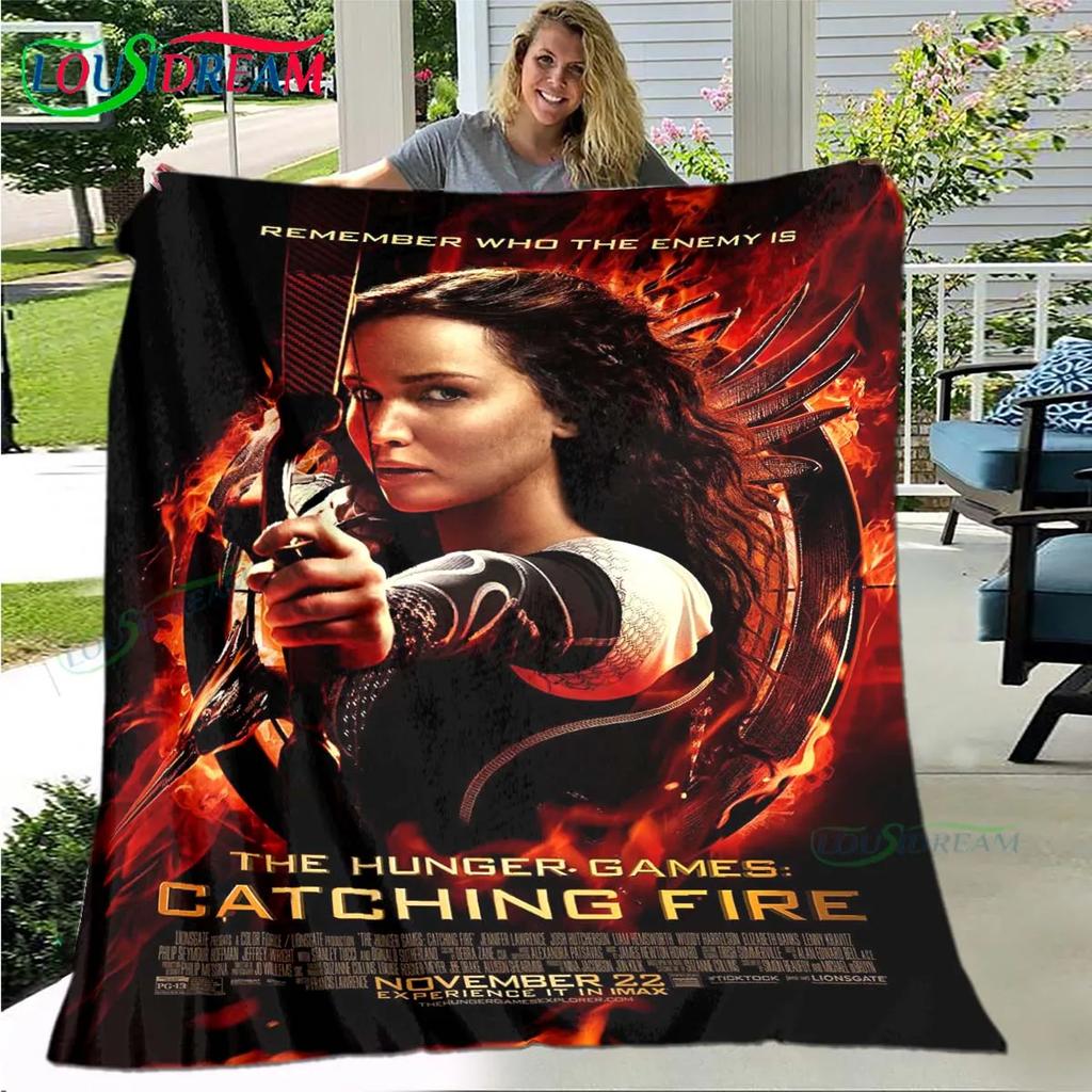 Hot Fashion The Hunger Games Pattern Blanket Flannel Thin Blanket Portable Home Travel Office Lunch Break Blanket Birthday Gift