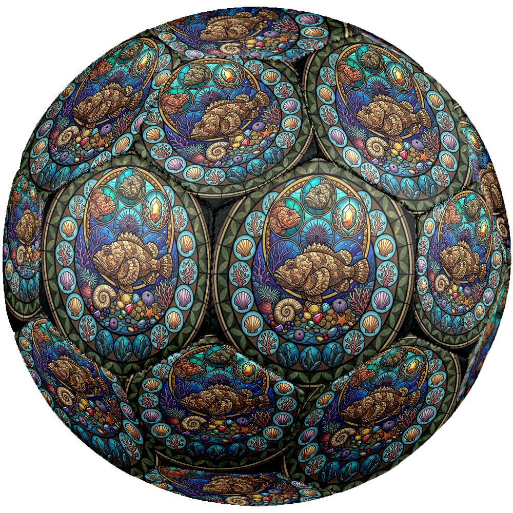 Marine Life Glass Round Football Size 5 Adult Ball Suitable for Training Matches and Outdoor Team.