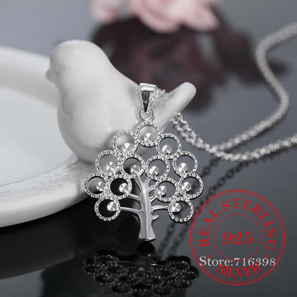 Vintage Luxury Crystal Christmas Tree Charm Statement Pendant Necklace for Women 925 Sterling Silver Fine Jewelry Accessory