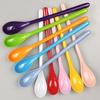 1pc Long Handle Colorful Plastic Spoons Tableware Spoons For Coffee Jelly Ice Cream Dessert Appetizer Stirring Spoon