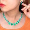 Beliebtes Aquamarin Brautbankett Halskette Ohrringe Zweiteiliges Set Mikro-gesetzte Zirkonia Schmuck Ohrringe Set Kette
