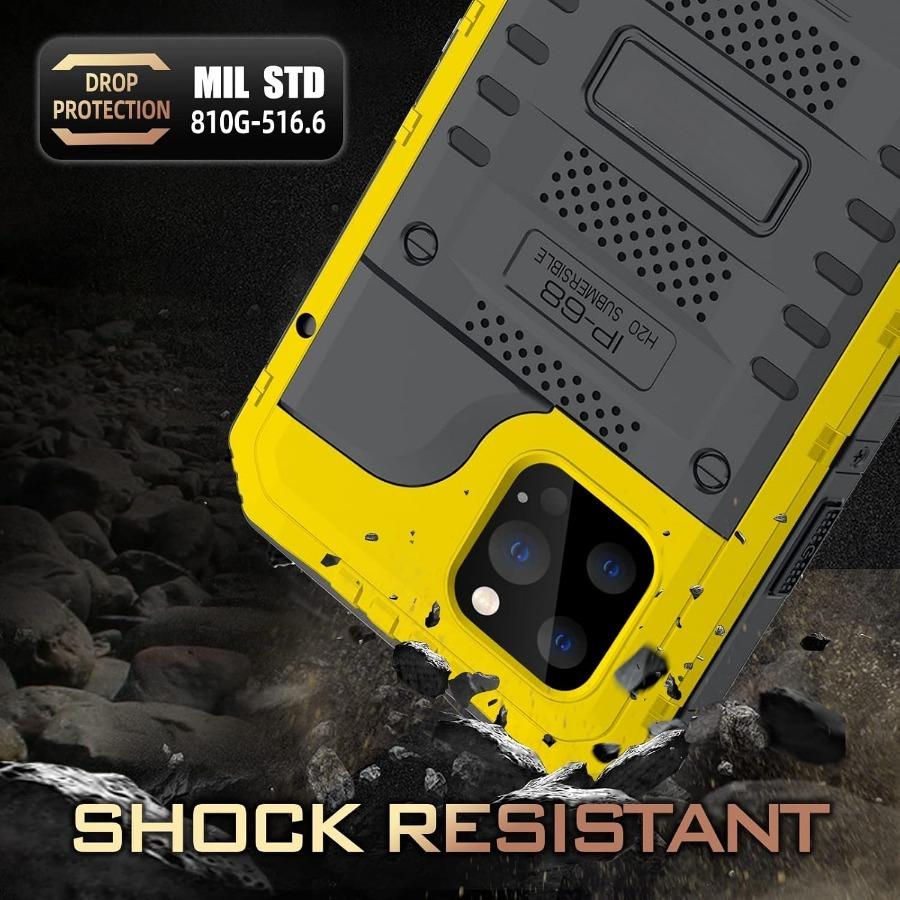4-in-1 IP68 Waterproof Metal Case for IPhone 17 17e Air 16e 15 16 14 13 12 11 Pro Max XS XR 8 7 Heavy Aluminum Silicone Cover