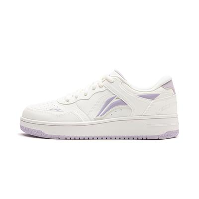 Li Ning Tianji Slip Resistant, Abrasion Resistant, Height Increasing Low Top Skateboard Shoes Women's White Purple AGCW066-4