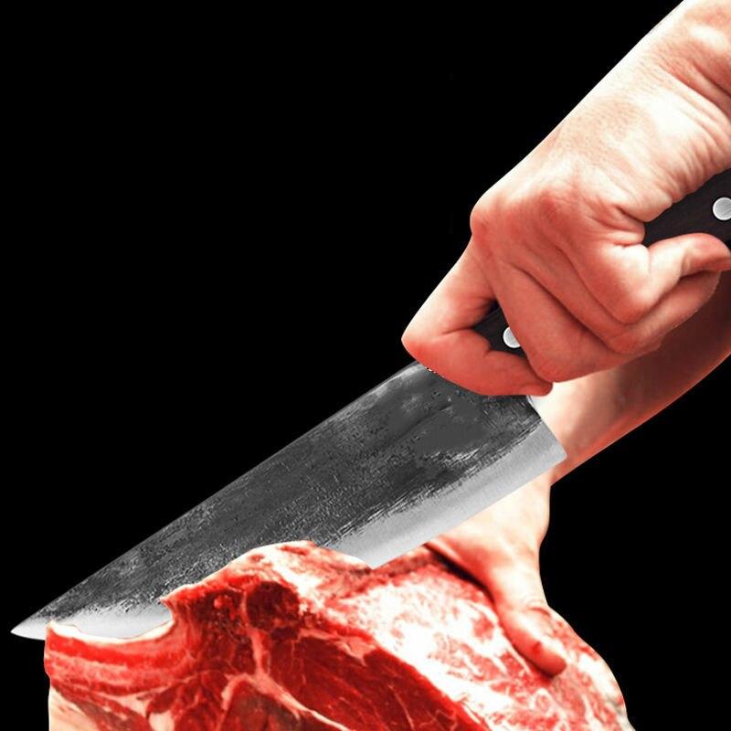 Håndlaget smidd kokkekniv Kjøttkniv Høykarbonstål Tradisjonelle kinesiske slaktekniver