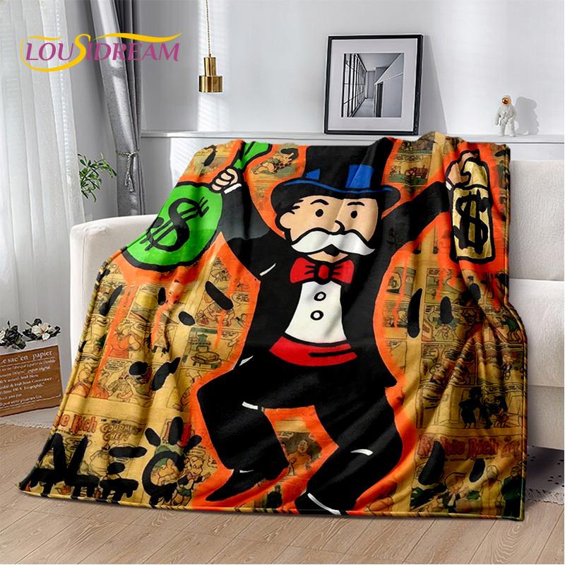 Games Dollar Monopoly Cartoon Money Soft Blankets,Keep Warm Throw Blanket Comfortable Blanket for Picnic Beds Sofa Home Bedroom