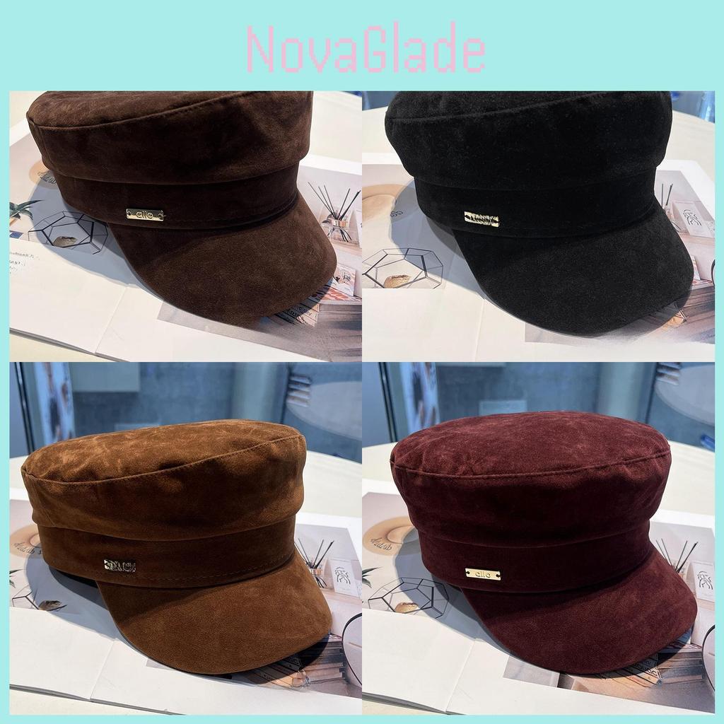 Modern Velvet Beret Hat For Women With Sun Shade For Fall Winter Casual Style