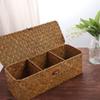 Dustproof Hand Woven Storage Baskets Handmade Rattan Divider Storage Box  Hotel
