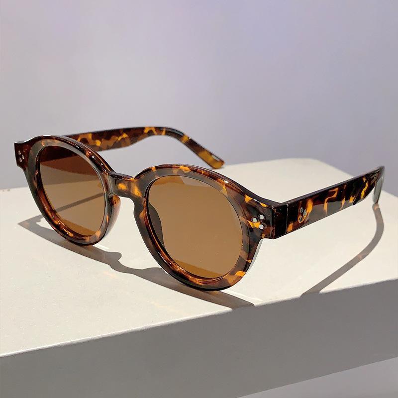 Vintage Double Color Round Sunglasses Women For Men Luxury Brand Designer Sun Glasses Punk Popular Classic Rivet Shades