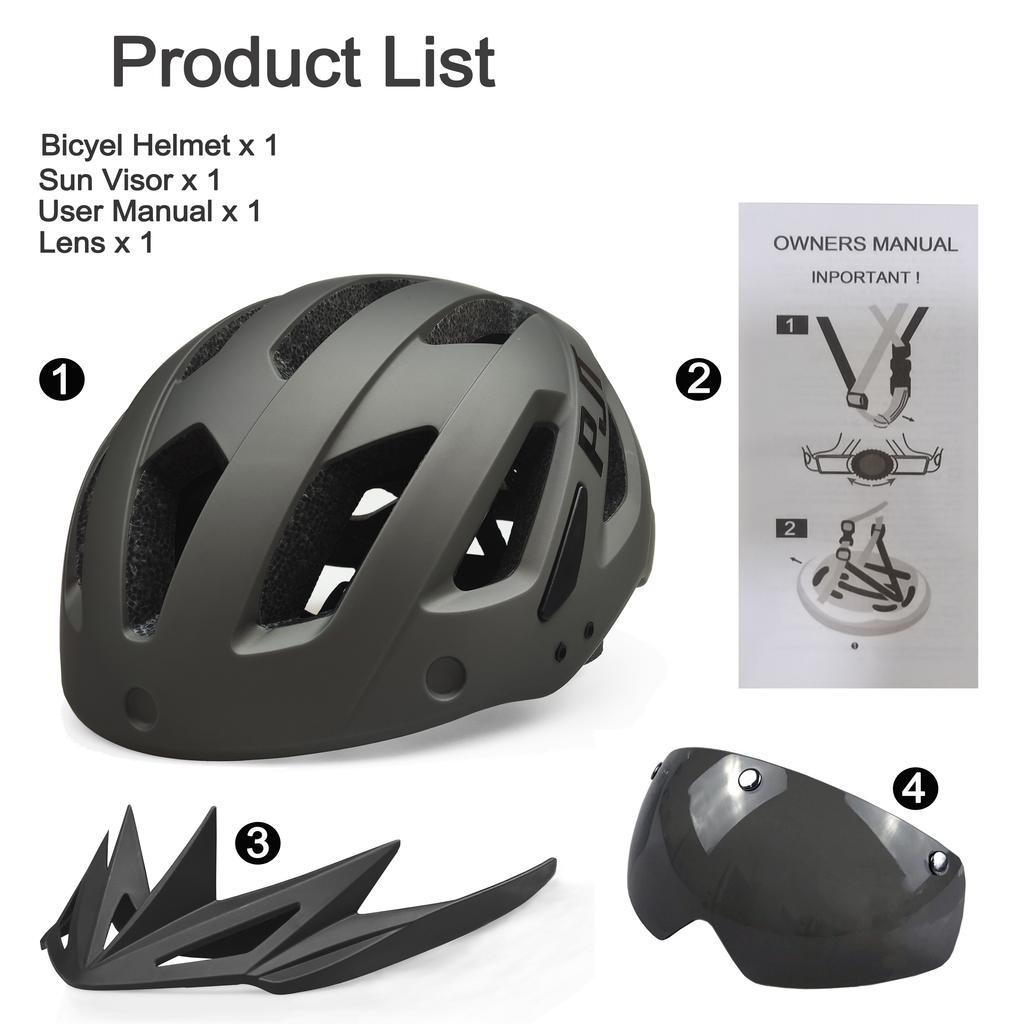PJT Nowa Ładowalna przez USB Tylna Lampka LED Kask Rowerowy Daszek Okulary Przeciwsłoneczne Męskie Kask Rowerowy Okulary Przeciwsłoneczne Kask Rowerowy Drogowy MTB