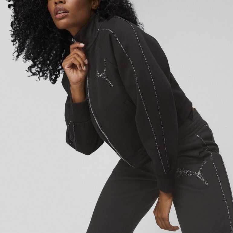 Puma T7 Track Jacket Retro Sports Stand Collar Jacket Women Jacket Black 622251-01