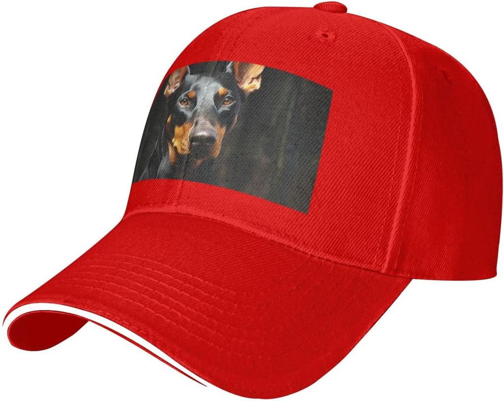 Doberman Print Baseball Cap Adjustable Polyester Casual Outdoor Golf Dad Hat Unisex