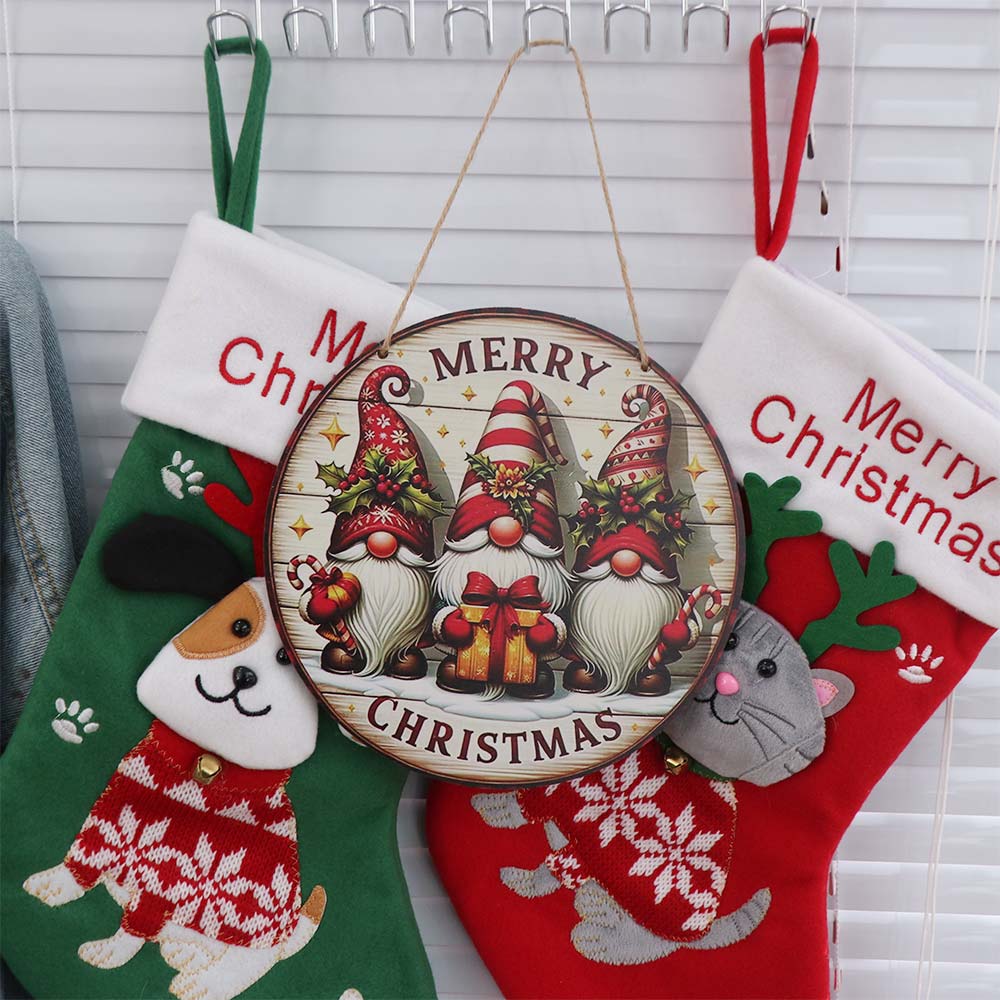 Ornaments Dwarf Hanging Candy Cane Pattern Christmas Doorplate Christmas Wooden Sign Farmhouse