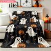 Flannel Blanket 1pc Halloween Ghosts And Pumpkins Soft Air Conditioning Blankets Office Sofa Blankets Nap Blankets Camping Bl